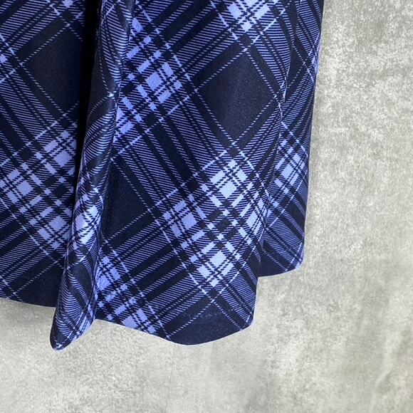 KINGSTON GREY Juniors' Navy Check Pleated Skirt Crewneck Mini Sweater Dress SZ L - Picture 8 of 12